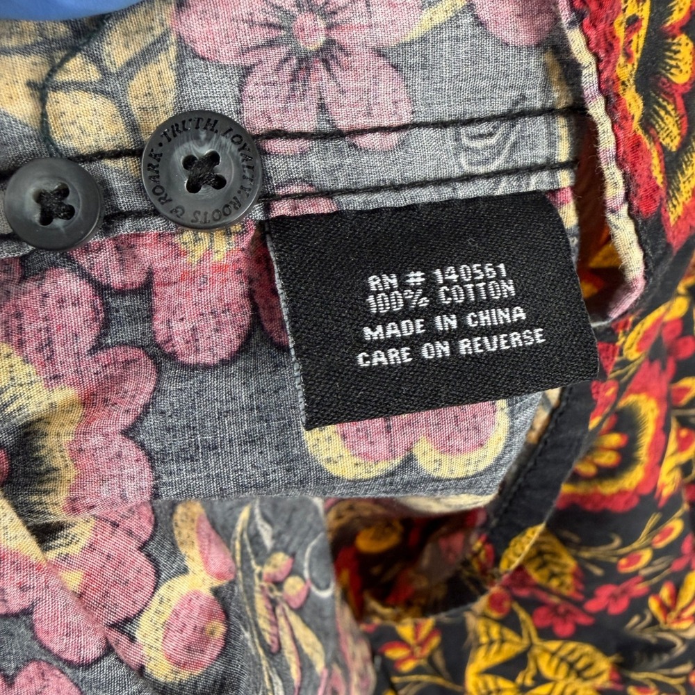 The Roark Revival Shirt Mens L Black Floral Short Sleeve Artifacts of Adventure - Picture 9 of 11